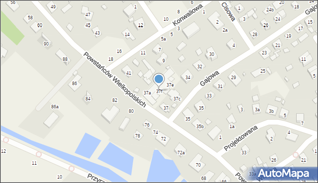 Brzoza, Powstańców Wielkopolskich, 37f, mapa Brzoza