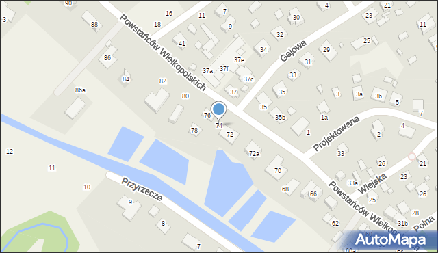 Brzoza, Powstańców Wielkopolskich, 74, mapa Brzoza