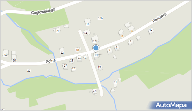 Brzozów, Polna, 13, mapa Brzozów