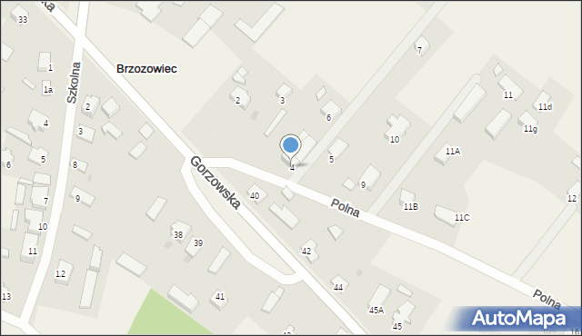 Brzozowiec, Polna, 4, mapa Brzozowiec
