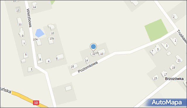 Brzozówka, Poziomkowa, 12, mapa Brzozówka