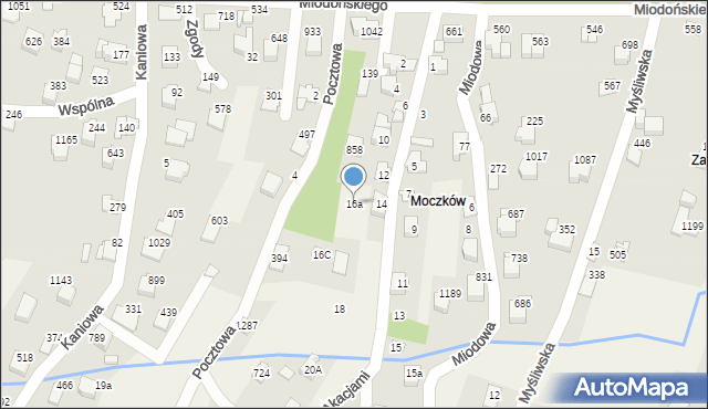 Buczkowice, Pod Akacjami, 16a, mapa Buczkowice