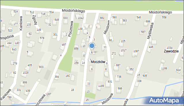 Buczkowice, Pod Akacjami, 5, mapa Buczkowice