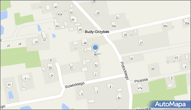 Budy-Grzybek, Potockiego, 50, mapa Budy-Grzybek