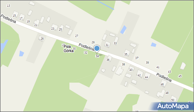 Budy Zaklasztorne, Podleśna, 34, mapa Budy Zaklasztorne