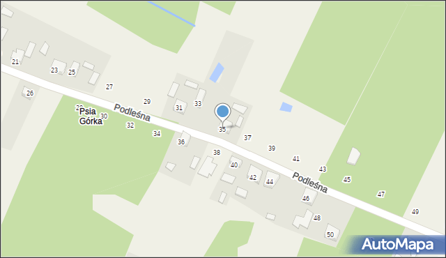 Budy Zaklasztorne, Podleśna, 35, mapa Budy Zaklasztorne