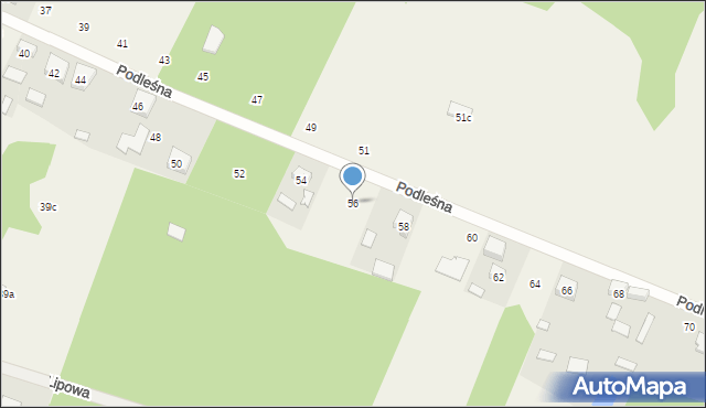 Budy Zaklasztorne, Podleśna, 56, mapa Budy Zaklasztorne