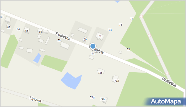 Budy Zaklasztorne, Podleśna, 74, mapa Budy Zaklasztorne