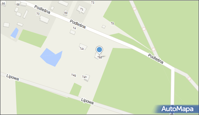 Budy Zaklasztorne, Podleśna, 74d, mapa Budy Zaklasztorne