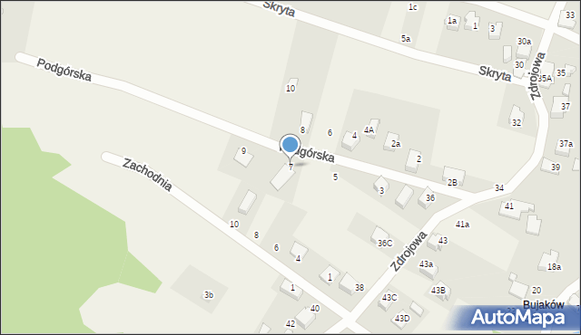 Bujaków, Podgórska, 7, mapa Bujaków