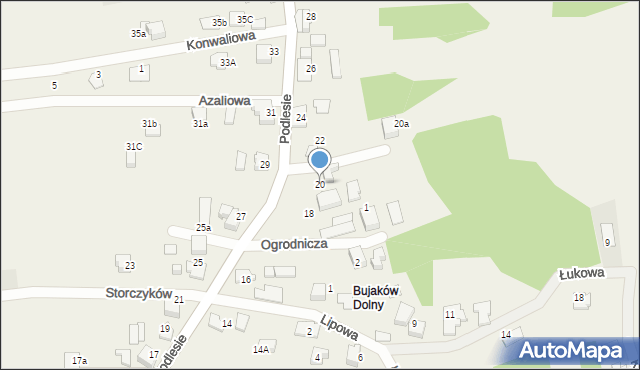 Bujaków, Podlesie, 20, mapa Bujaków