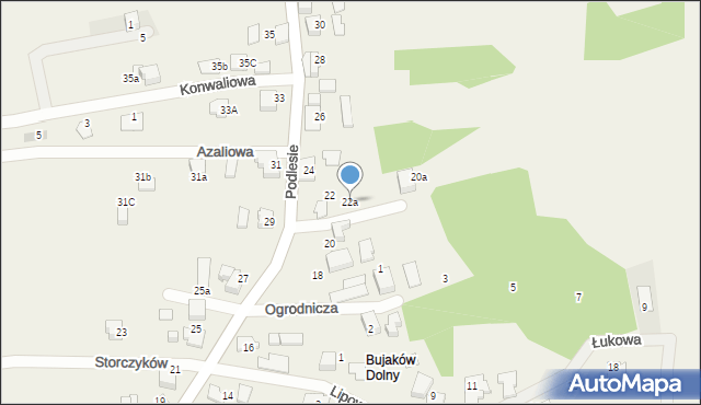 Bujaków, Podlesie, 22a, mapa Bujaków