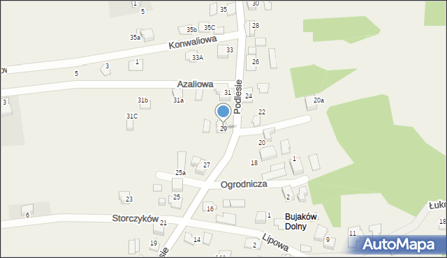 Bujaków, Podlesie, 29, mapa Bujaków
