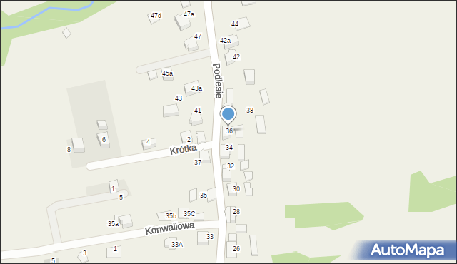 Bujaków, Podlesie, 36, mapa Bujaków
