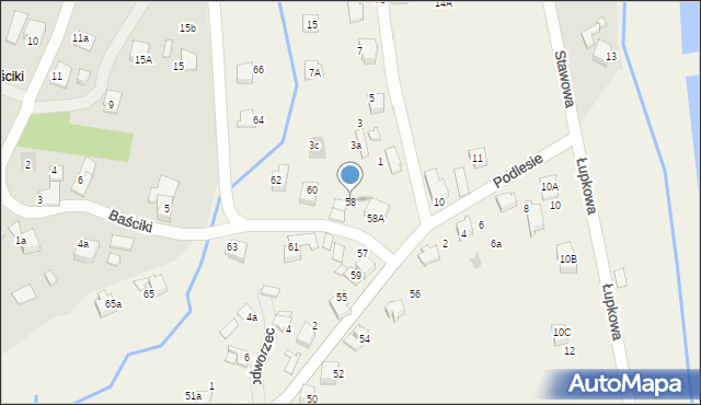 Bujaków, Podlesie, 58, mapa Bujaków