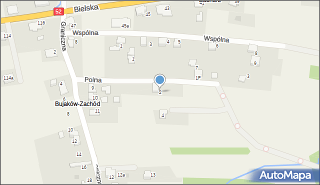 Bujaków, Polna, 2, mapa Bujaków