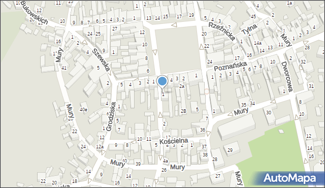 Buk, Poprzeczna, 1, mapa Buk