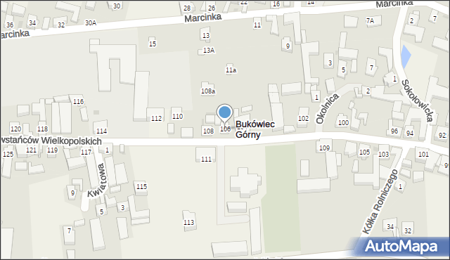 Bukówiec Górny, Powstańców Wielkopolskich, 106, mapa Bukówiec Górny