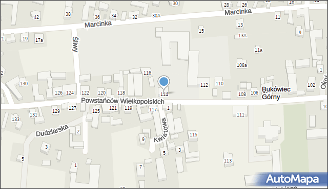 Bukówiec Górny, Powstańców Wielkopolskich, 114, mapa Bukówiec Górny