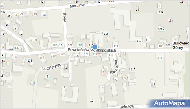 Bukówiec Górny, Powstańców Wielkopolskich, 119, mapa Bukówiec Górny