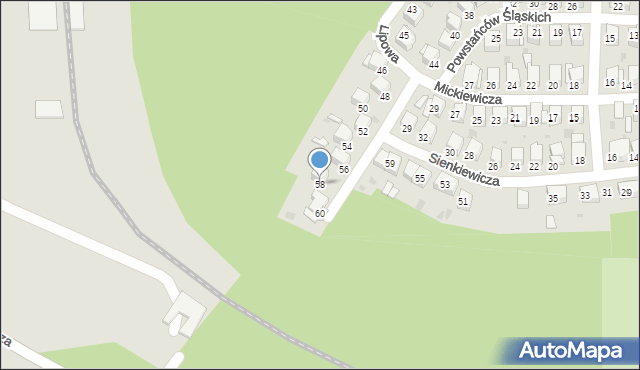 Bukowno, Powstańców Śląskich, 58, mapa Bukowno