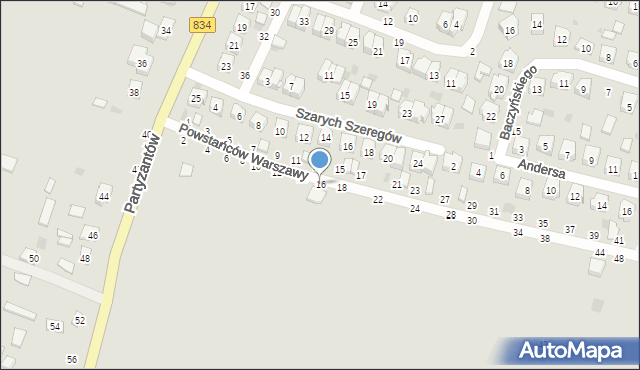 Bychawa, Powstańców Warszawy, 16, mapa Bychawa