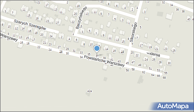 Bychawa, Powstańców Warszawy, 37, mapa Bychawa