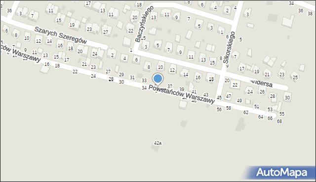 Bychawa, Powstańców Warszawy, 38, mapa Bychawa