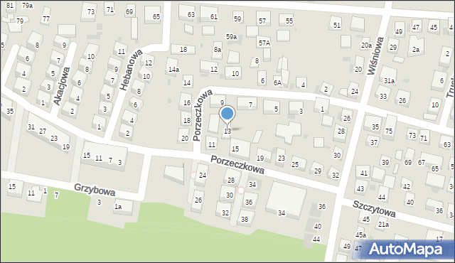 Bydgoszcz, Porzeczkowa, 13, mapa Bydgoszczy