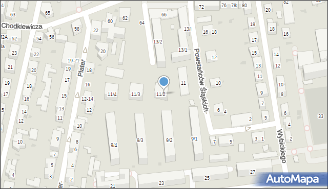 Bydgoszcz, Powstańców Śląskich, 11II, mapa Bydgoszczy