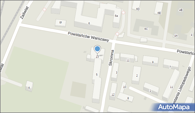 Bydgoszcz, Powstańców Warszawy, 13, mapa Bydgoszczy