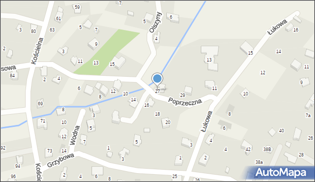 Bystra, Poprzeczna, 27, mapa Bystra