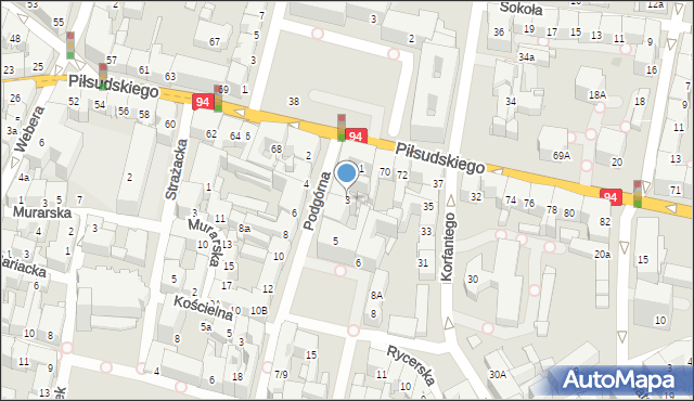 Bytom, Podgórna, 3, mapa Bytomia