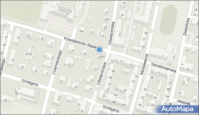 Bytom, Powstańców Śląskich, 13, mapa Bytomia