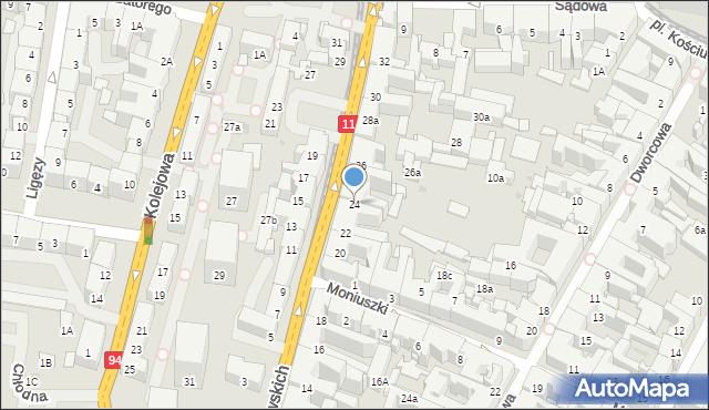 Bytom, Powstańców Warszawskich, 24, mapa Bytomia