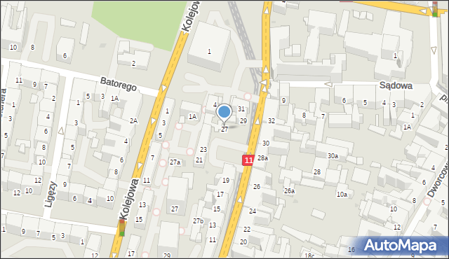 Bytom, Powstańców Warszawskich, 27, mapa Bytomia