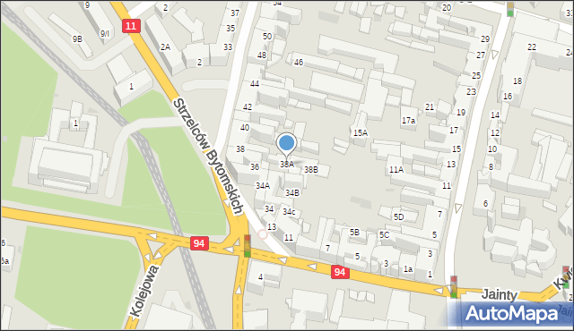 Bytom, Powstańców Warszawskich, 38A, mapa Bytomia