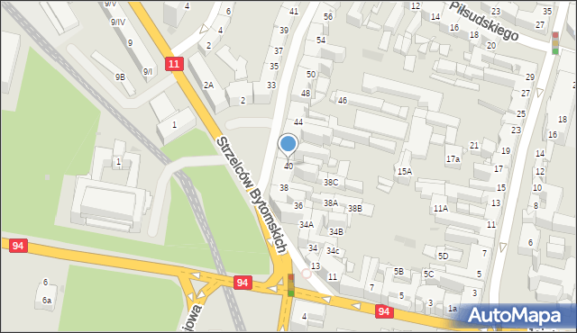 Bytom, Powstańców Warszawskich, 40, mapa Bytomia