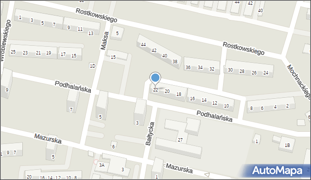 Bytom, Podhalańska, 22, mapa Bytomia