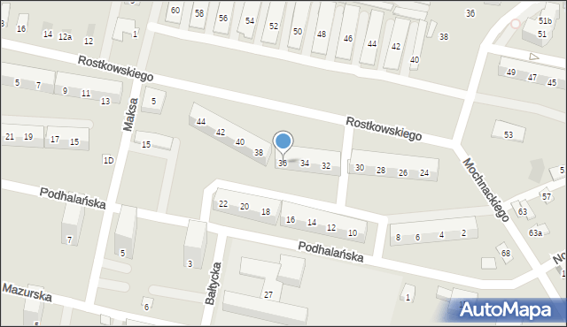 Bytom, Podhalańska, 36, mapa Bytomia