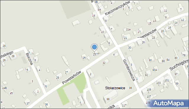 Bytom, Powstańców, 23, mapa Bytomia