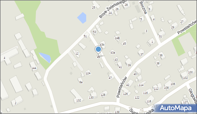 Bytom, Powstańców, 49, mapa Bytomia