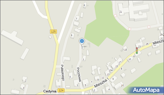 Cedynia, Pocztowa, 2, mapa Cedynia