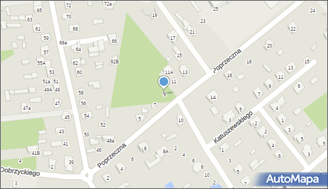 Cegłów, Poprzeczna, 9, mapa Cegłów