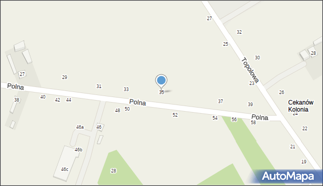 Cekanów, Polna, 35, mapa Cekanów