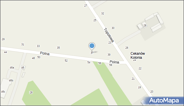 Cekanów, Polna, 37, mapa Cekanów