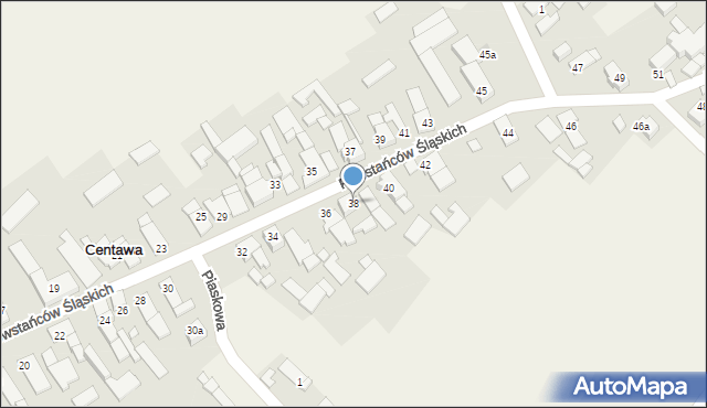 Centawa, Powstańców Śląskich, 38, mapa Centawa