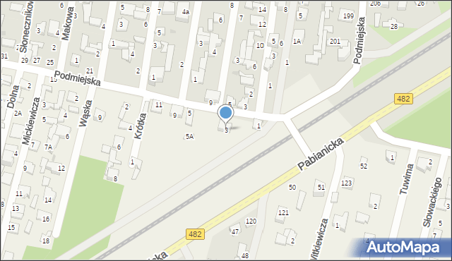 Chechło Pierwsze, Podmiejska, 3, mapa Chechło Pierwsze