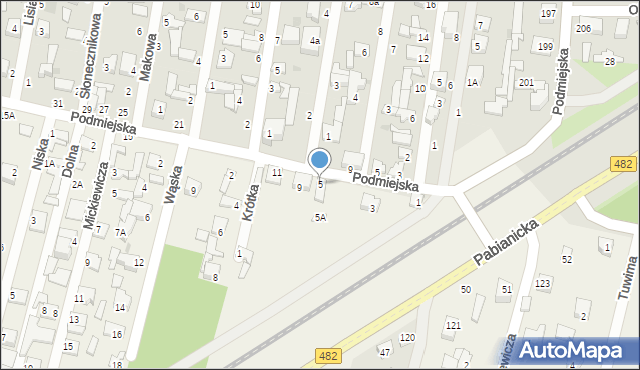 Chechło Pierwsze, Podmiejska, 5, mapa Chechło Pierwsze