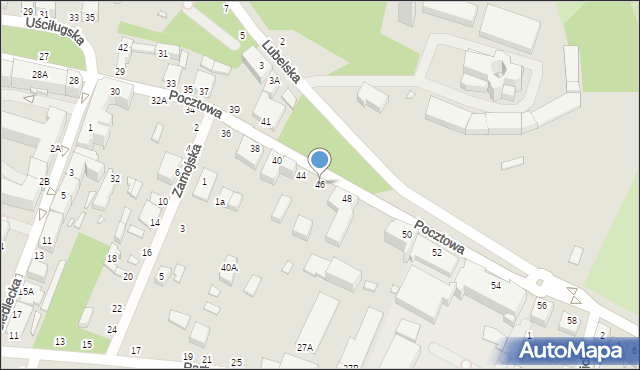 Chełm, Pocztowa, 46, mapa Chełma